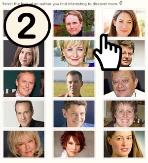 Cursor hovering over an authors image